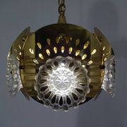 Italian Brass & Glass Ceiling Lamp, 1960s