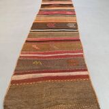 Old turkish narrow kilim runner 372x48 cm shabby chic, vintage kelim