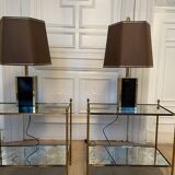 Pair of black and gold lacquered lamps, 1980s