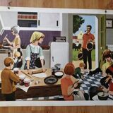 Affiche ancienne scène de vie