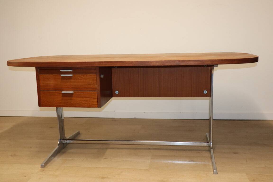 Vintage desk by George Nelson in wood and aluminum, 1960s