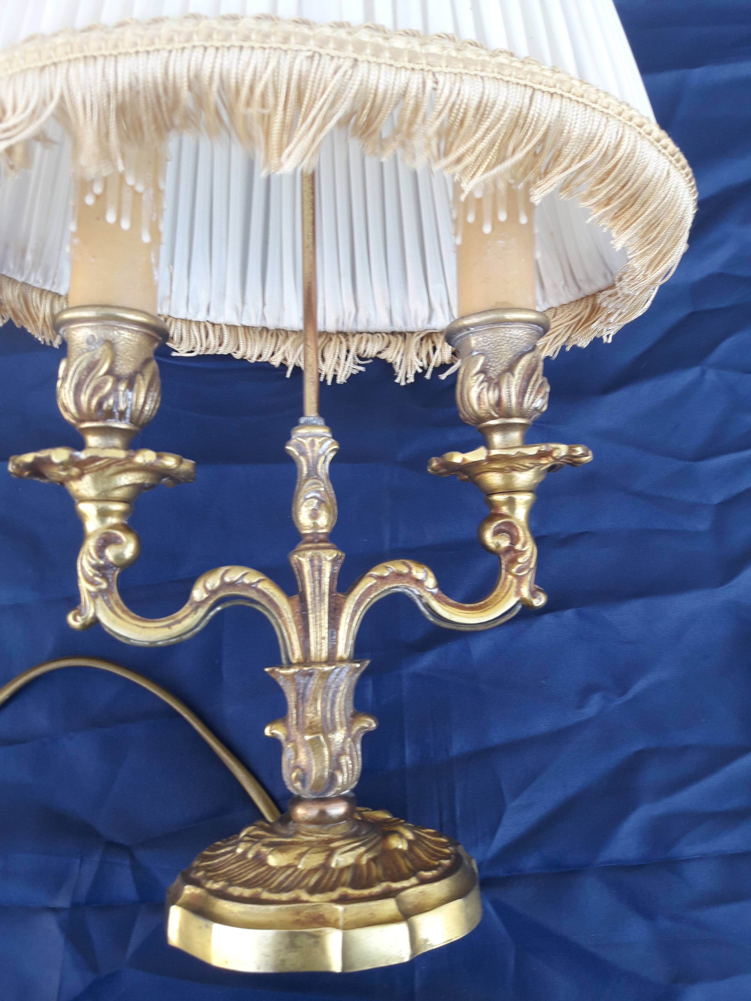 Lampe bouillotte 2 feux en bronze