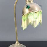 Lampe de table Art Nouveau en Laiton et Cabochons de Verre, Circa 1910