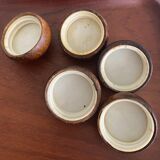 Set of glass and wood spice jars