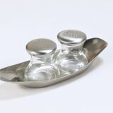 Wilhelm Wagenfeld Mid-Century Max & Moritz Salt Pepper Shakers, WMF, 1950s