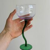 6 verres colorés pieds torsadés