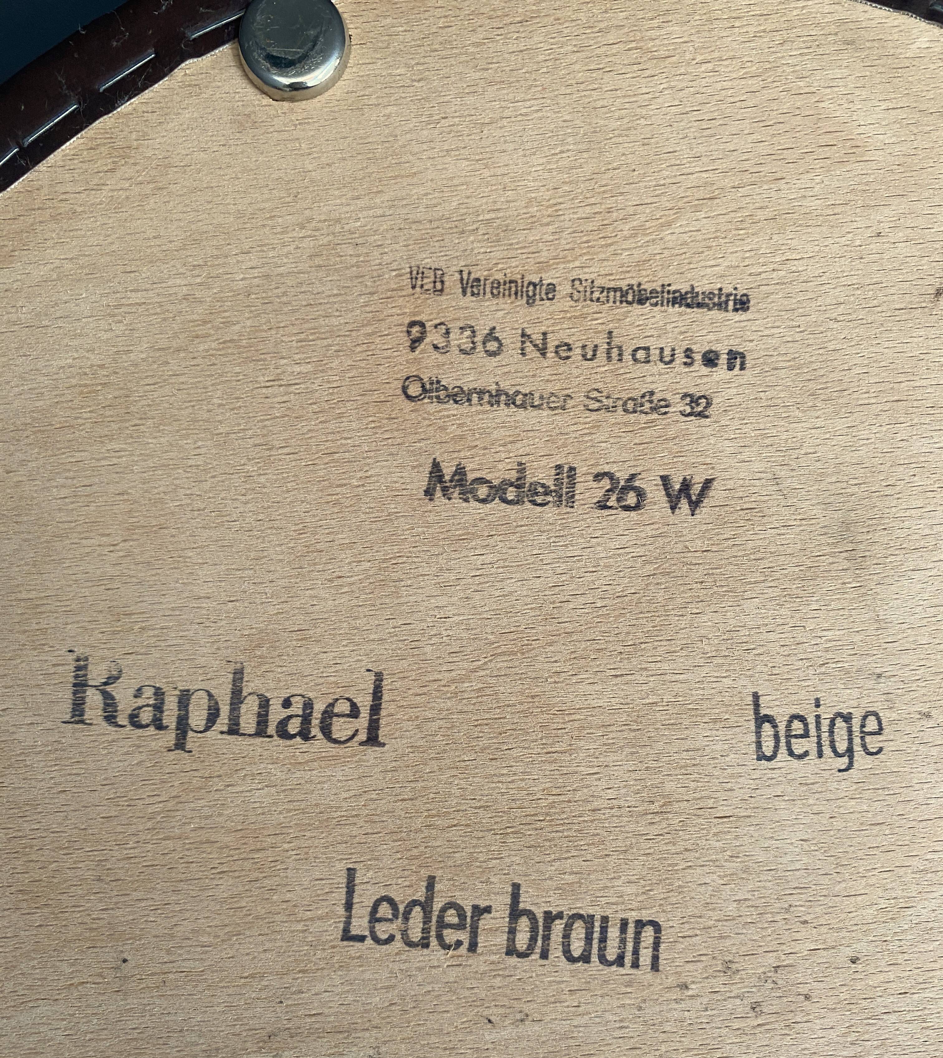 brown leatherette Pouf 1970s by VEB model 26W Raphael