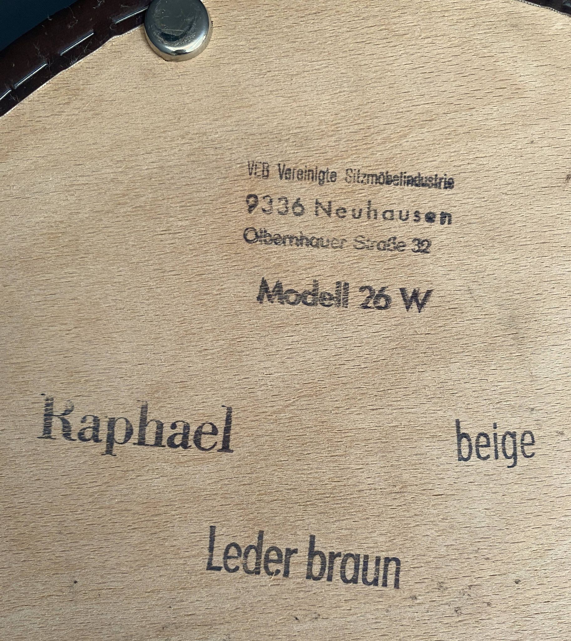 brown leatherette Pouf 1970s by VEB model 26W Raphael