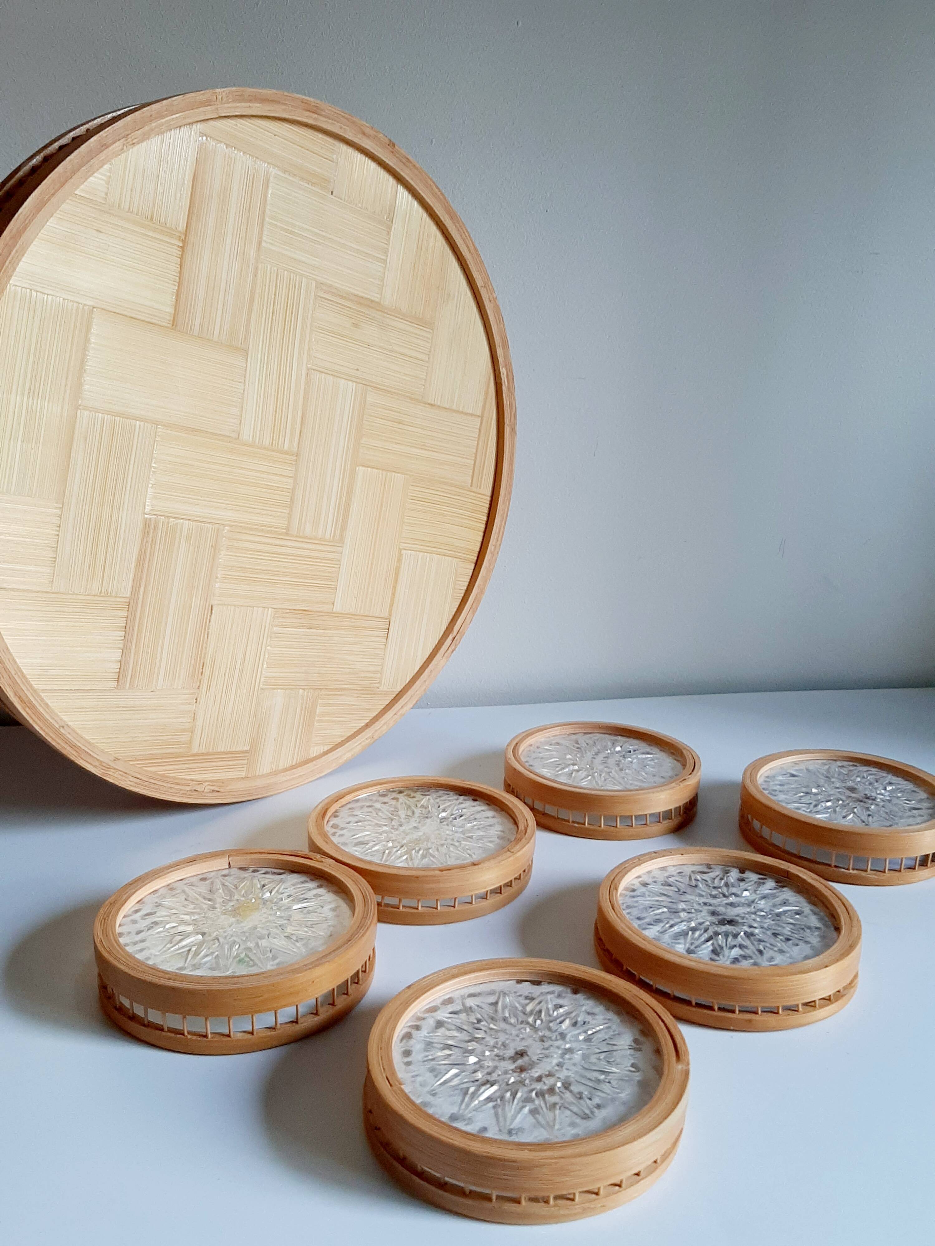 Butterfly tray and 6 coasters