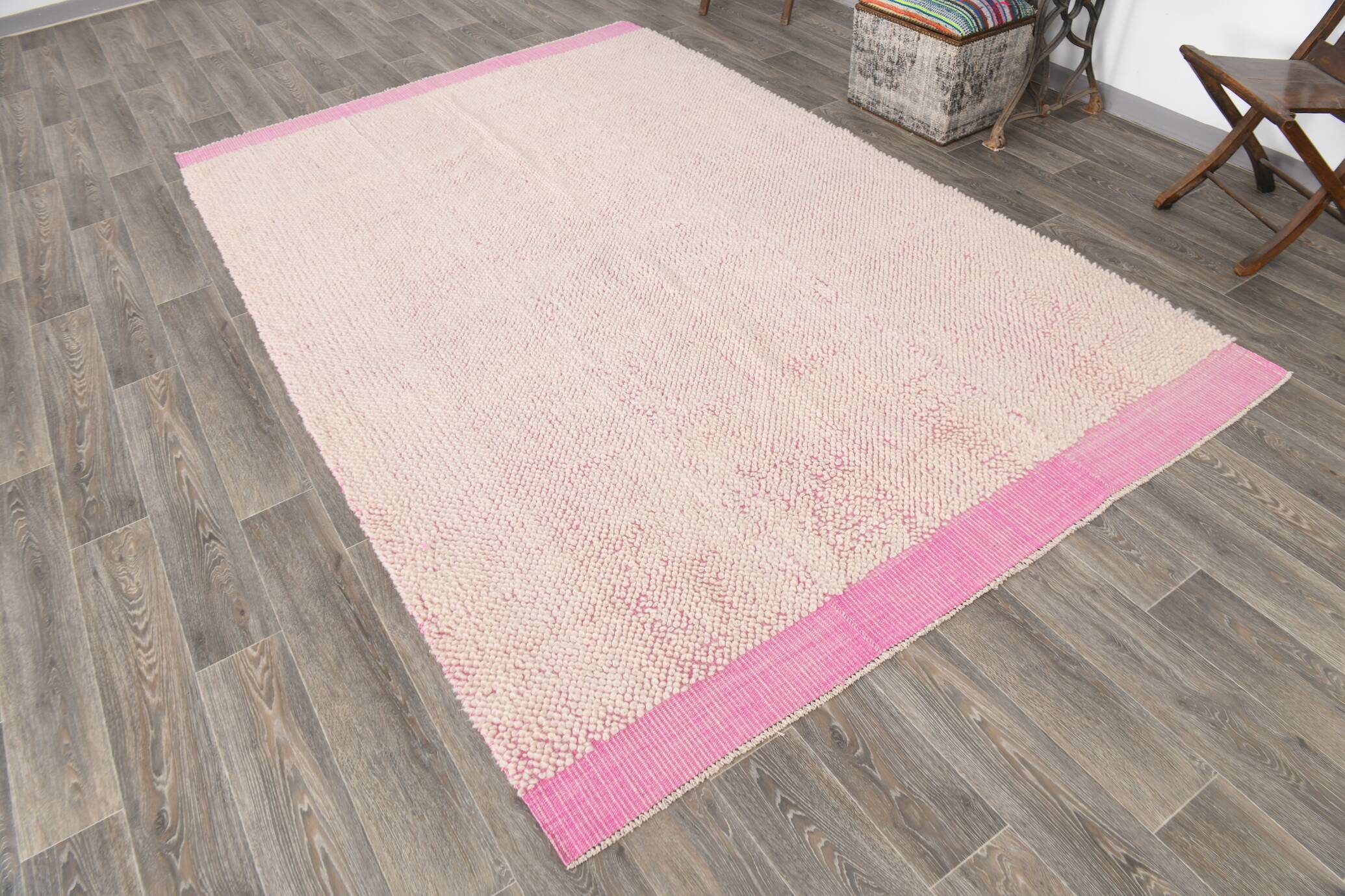 6x10 Soft Pastel Pink Handmade Vintage Rug, 193x300Cm SK 34942