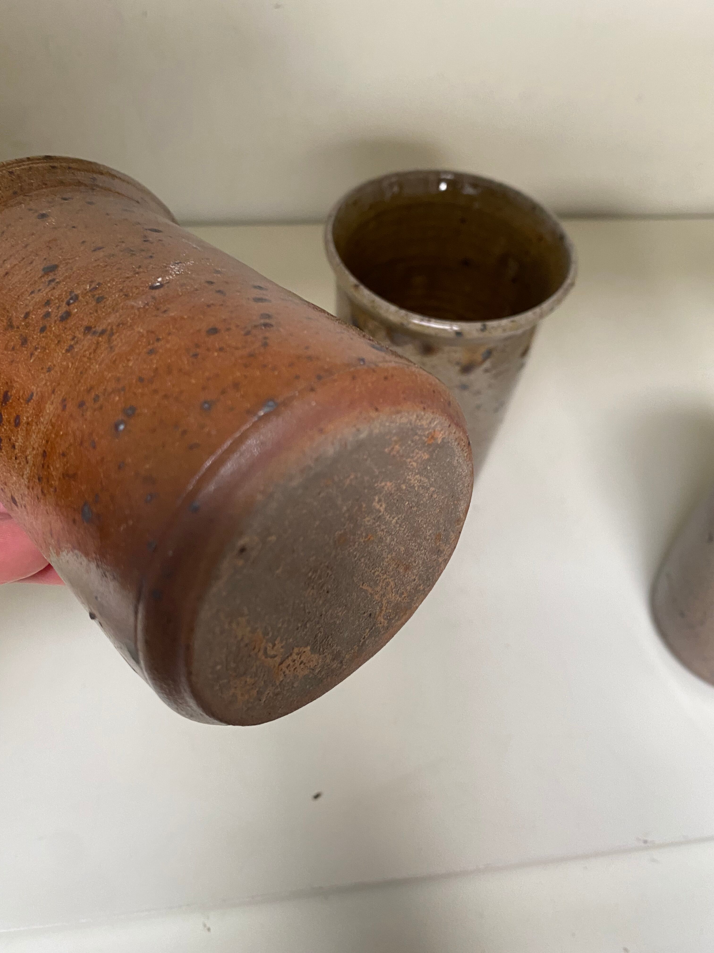 Pair of sandstone mugs