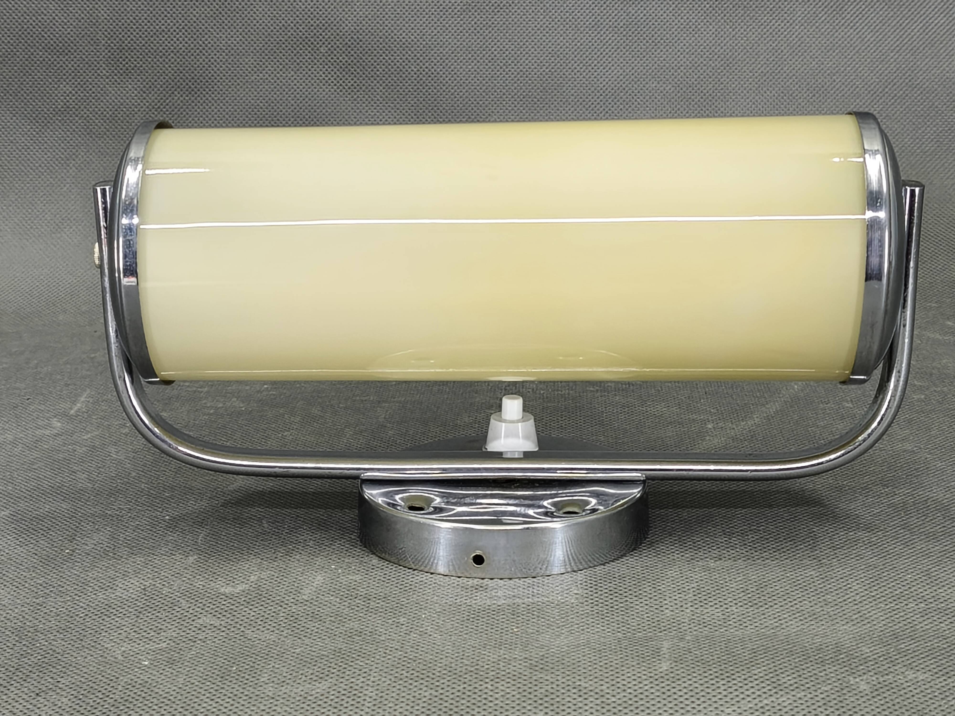 Czech Art Deco Opaline Glass Wall Light, 1930s