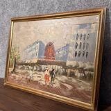 Tableau huile sur panneau représentant Le Moulin Rouge à PARIS