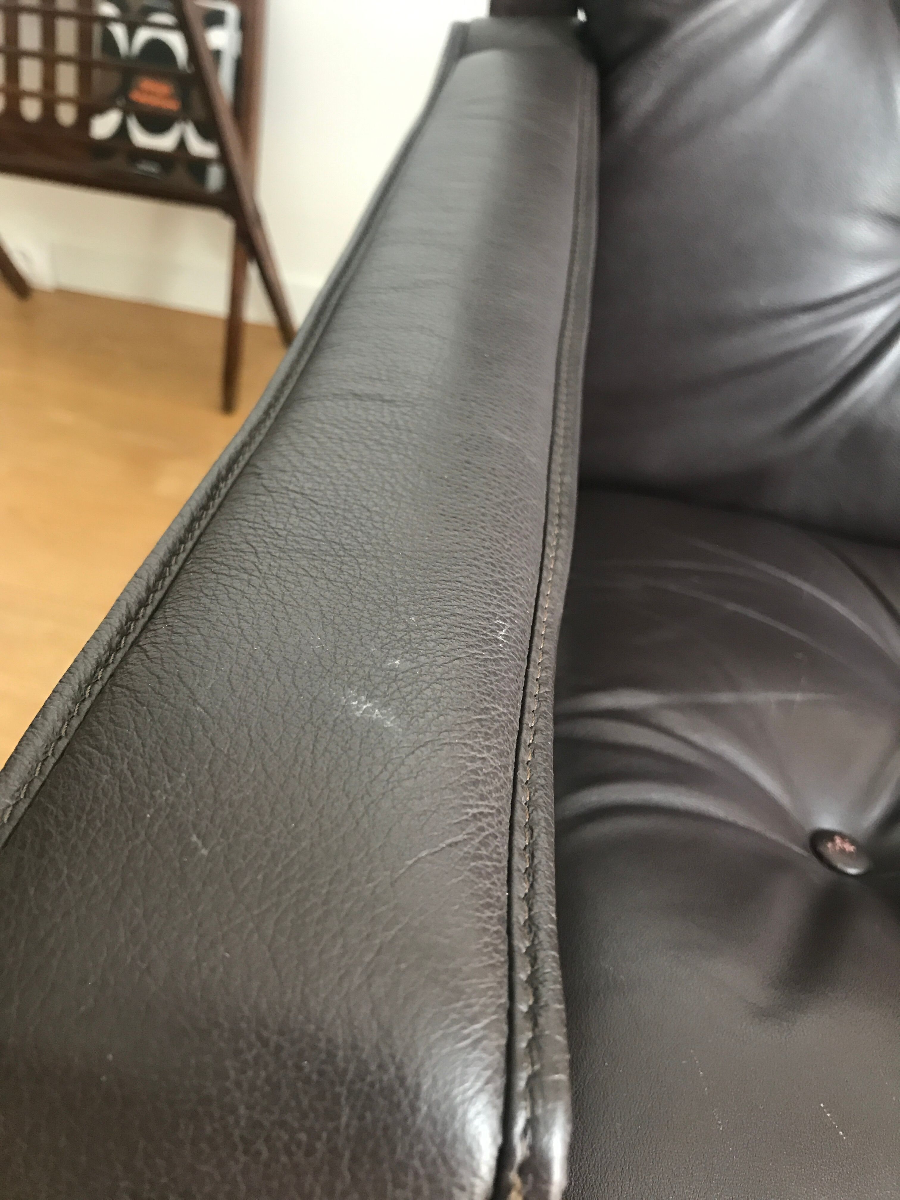 Armchair siesta brown leather by ingmar relling for westnofa