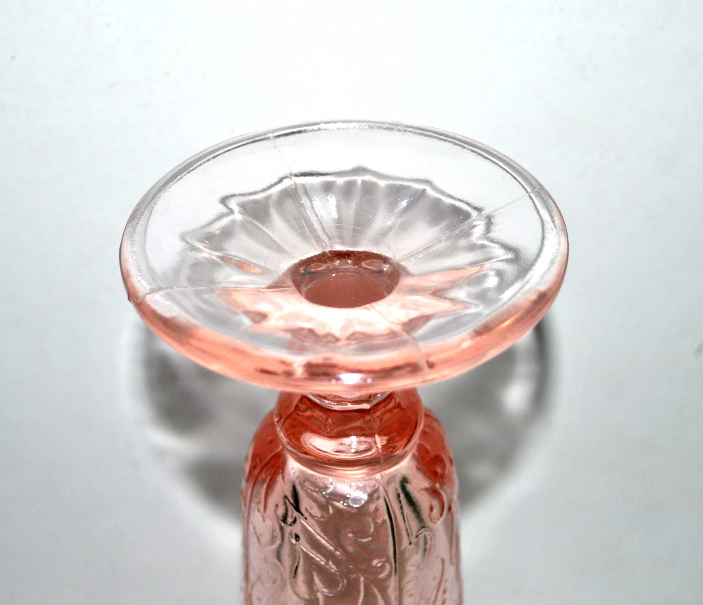 Vintage cornet vase in pink molded glass