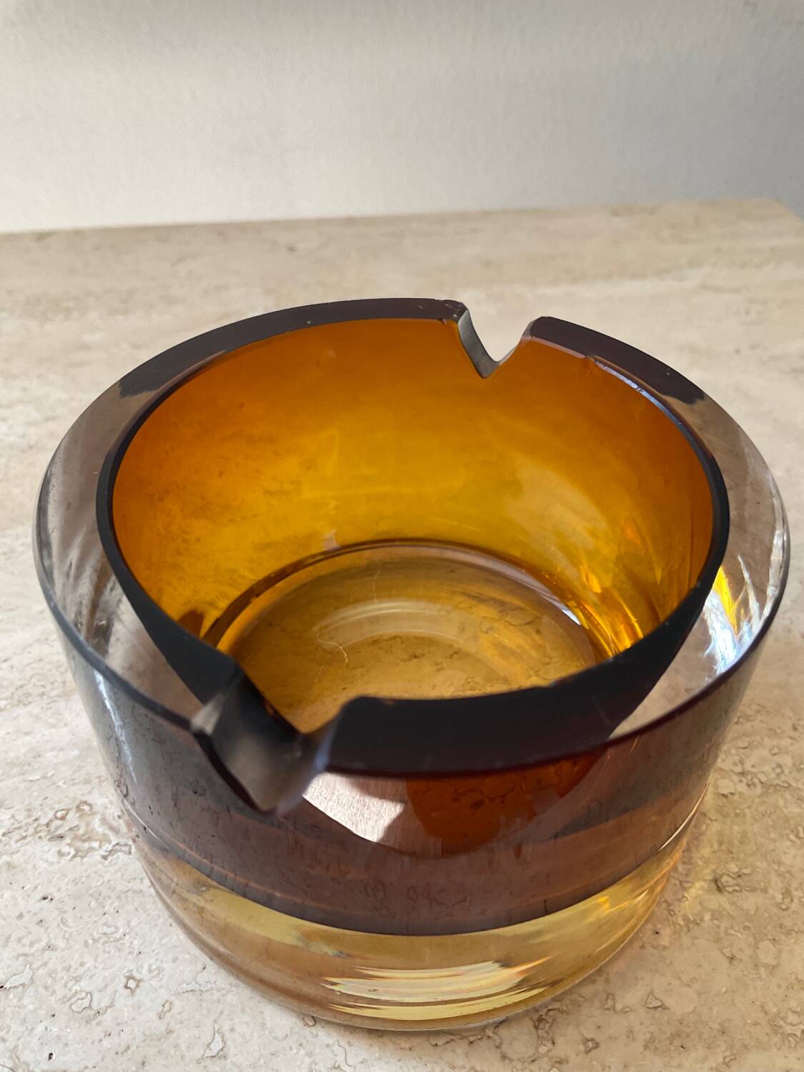 Vintage amber glass ashtray or pocket