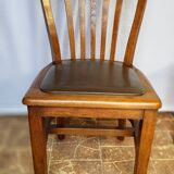 Set of four solid oak monastery style chairs