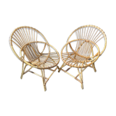 Pair of vintage rattan armchairs