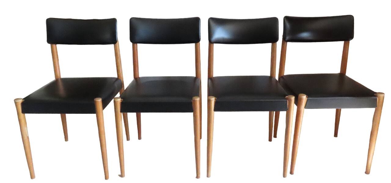 4 Chaises Scandinave Noires Années 50/60 Vintage