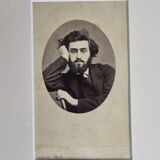 Set of 6 old photographs, oval and rectangular studio portraits from the 19th century
