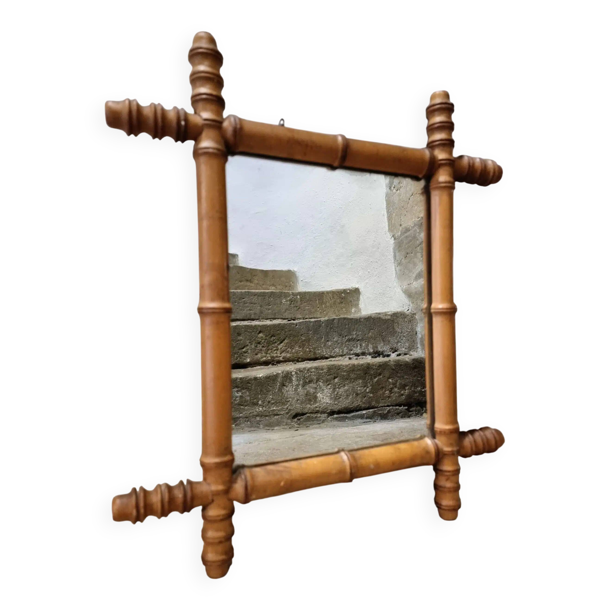 Antique French wall mirror in faux bamboo style – early 20th century