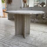 Octagonal travertine coffee table