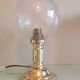 Lampe de chevet en laiton et globe en verre bullé vintage années 60-70
