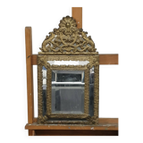 Old bevel mirror with metal parcloses pushed back Louis XIV style