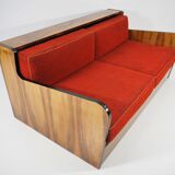 Art deco walnut sofa bed 1960s