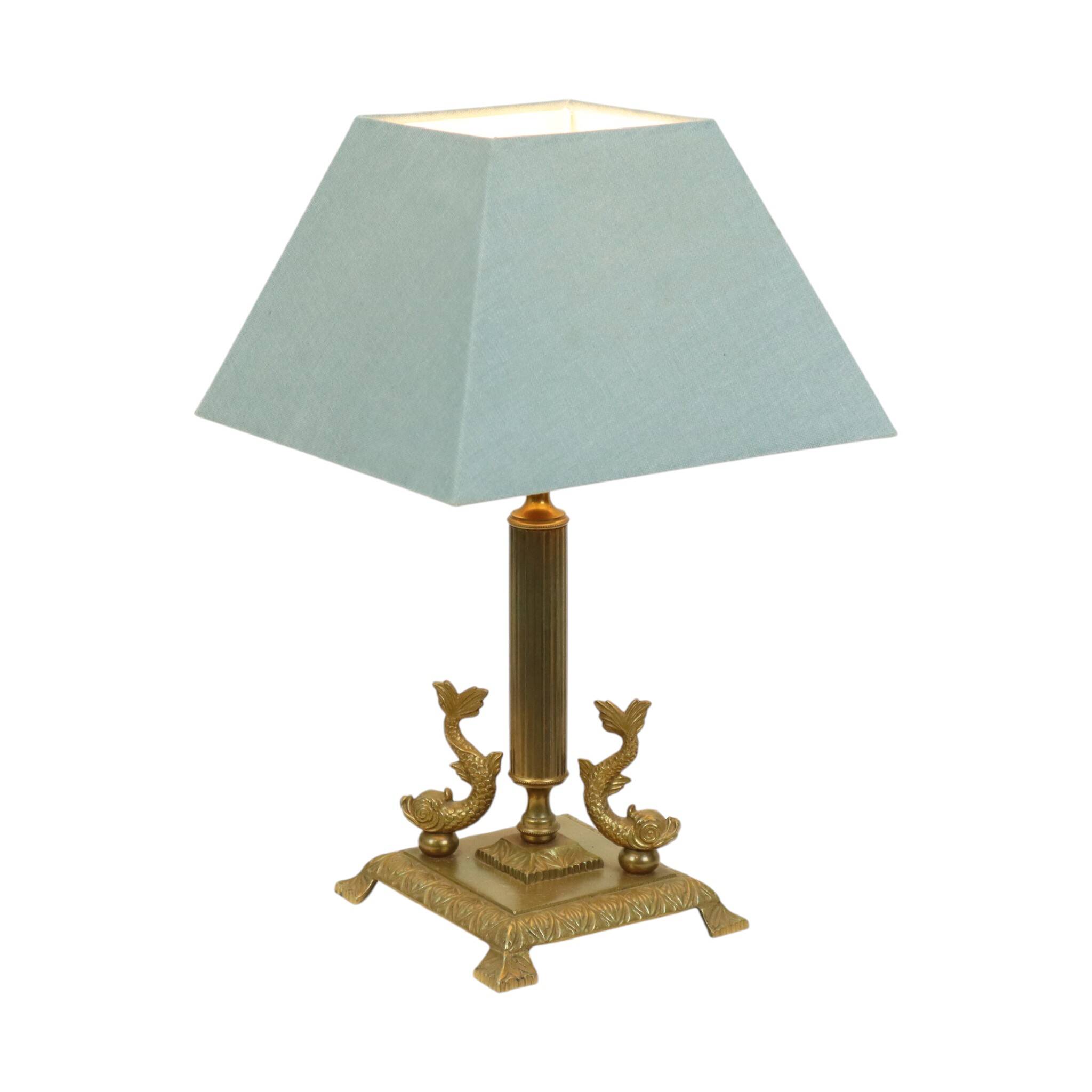 Vintage Brass Table Lamp Mythical Dolphin 41cm