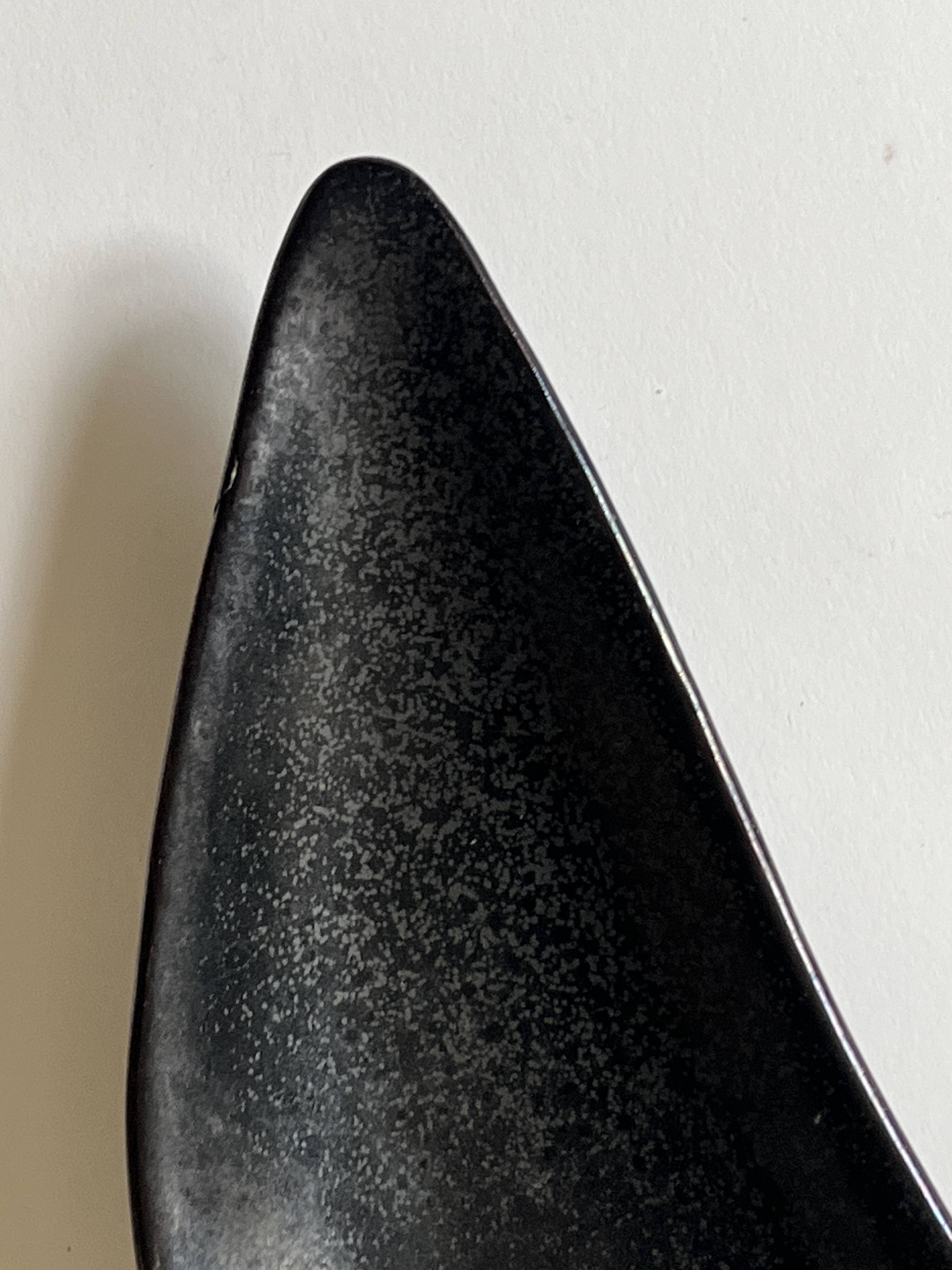 Black glazed ceramic catchall, 1950s design