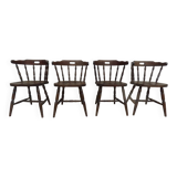 4 solid wood western-style "smoker's chairs" made of oak