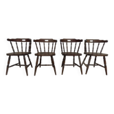 4 solid wood western-style "smoker's chairs" made of oak