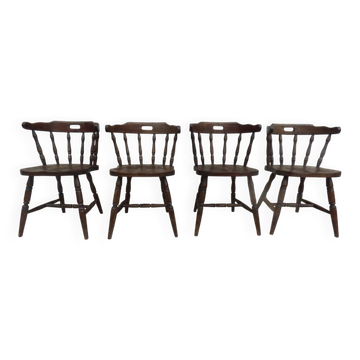 4 solid wood chairs in western style called "smockers chairs", in oak.