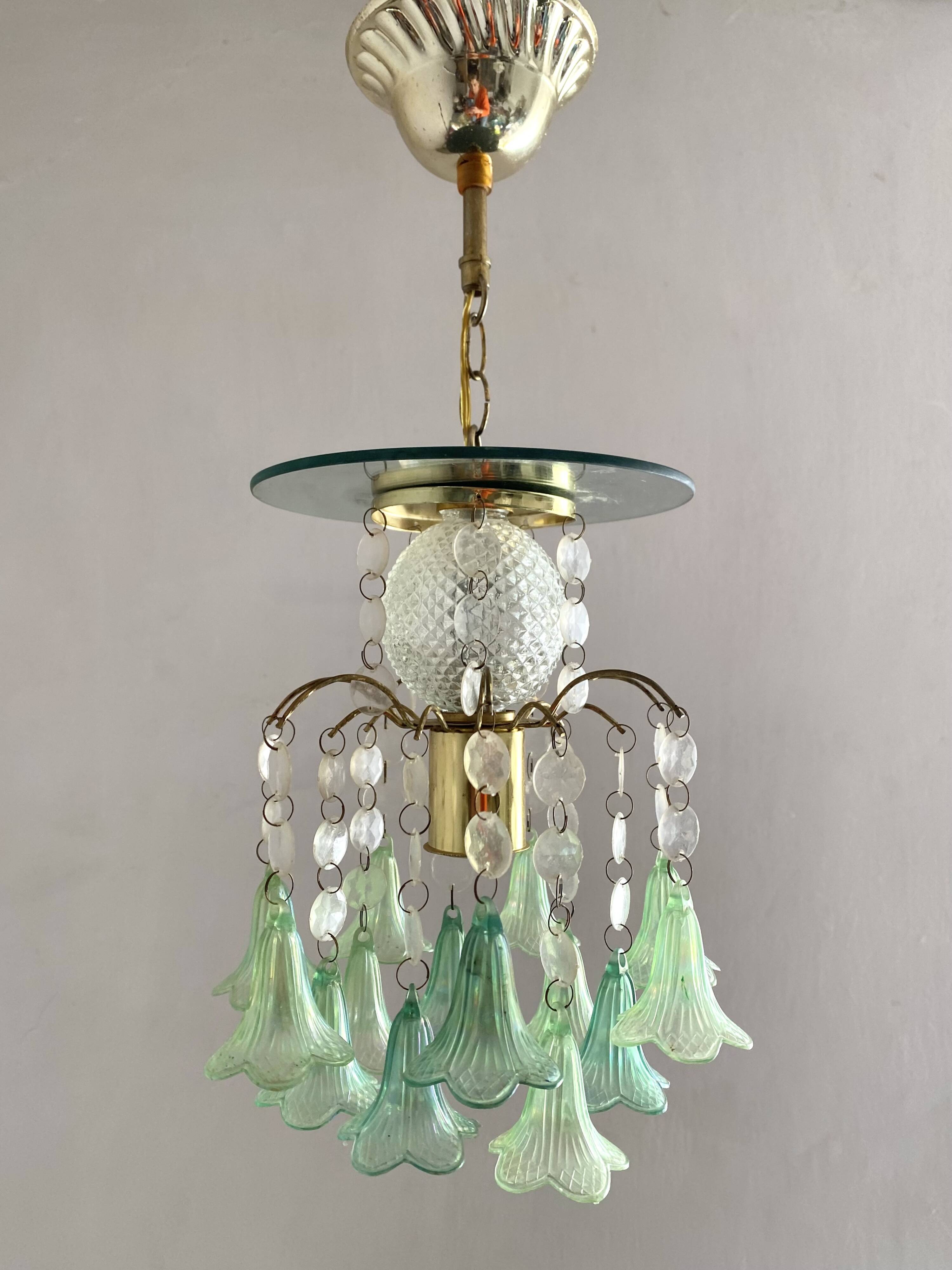 Vintage pendant lamp with tassels and bells