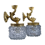 Pair of wall lamps Vintage Dauphin Brass Bathroom