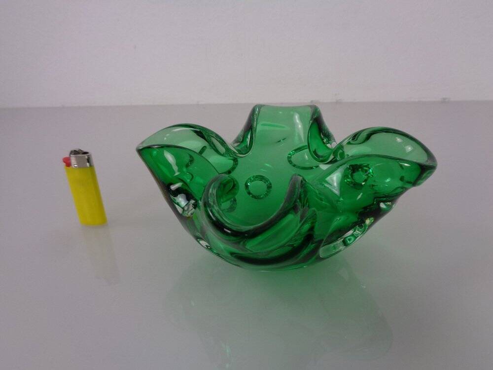 Green Sommerso Murano Glass Ashtray, Italy, 1960s