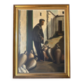 Huile sur toile "Le Gardien des Jarres" –