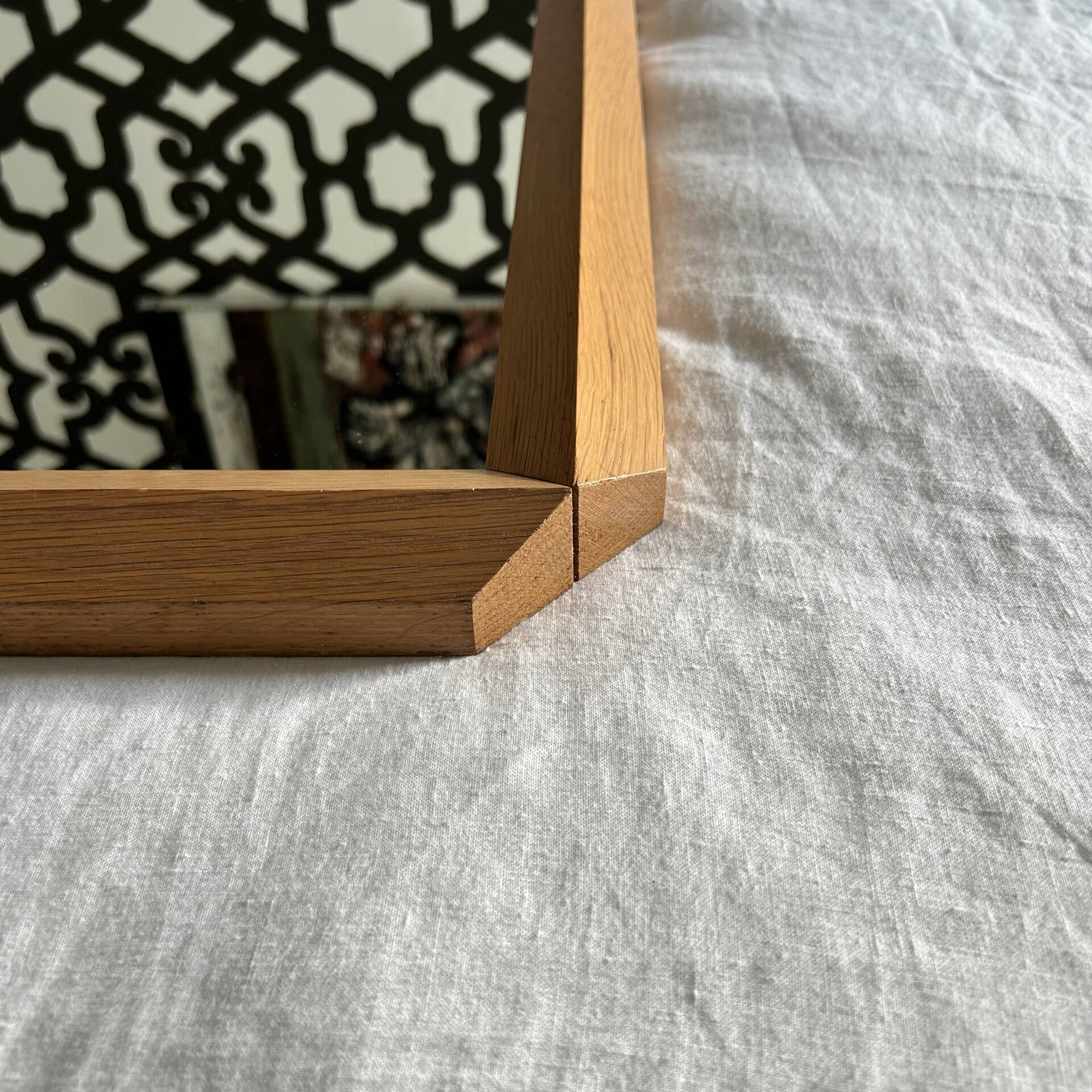 Mid-century oak large mirror