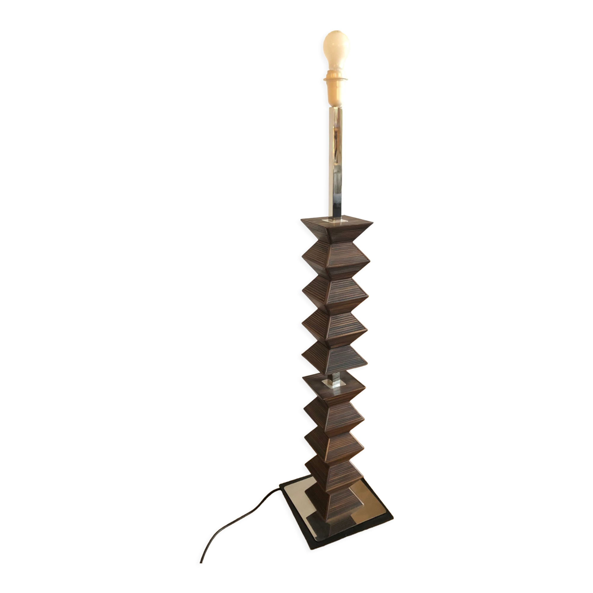 Wood and chrome design floor lamp