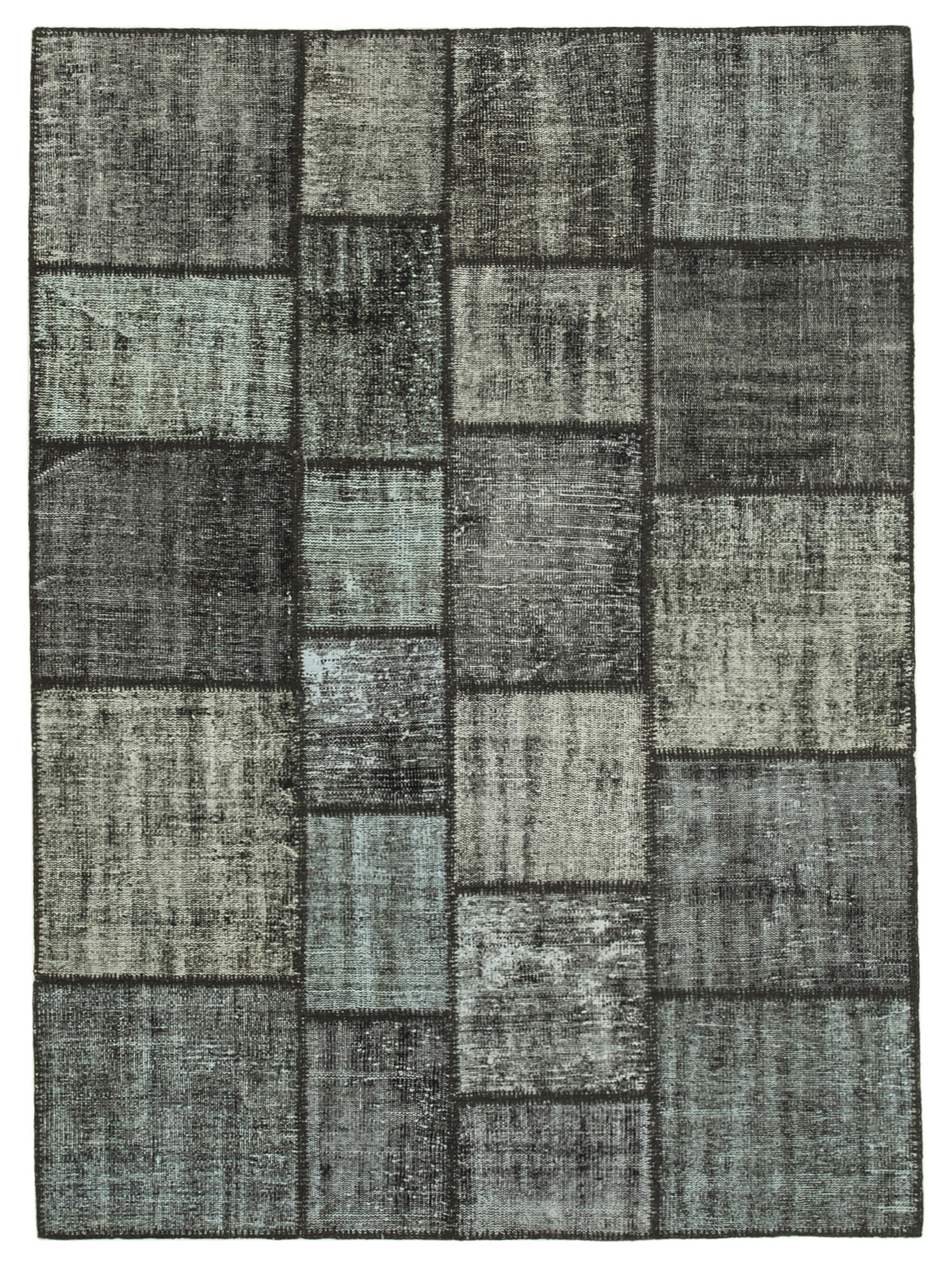Handmade Turkish Overdyed 176 cm x 242 cm Black Patchwork Carpet