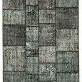 Tapis turc surteint fait à la main 176 cm x 242 cm tapis patchwork noir