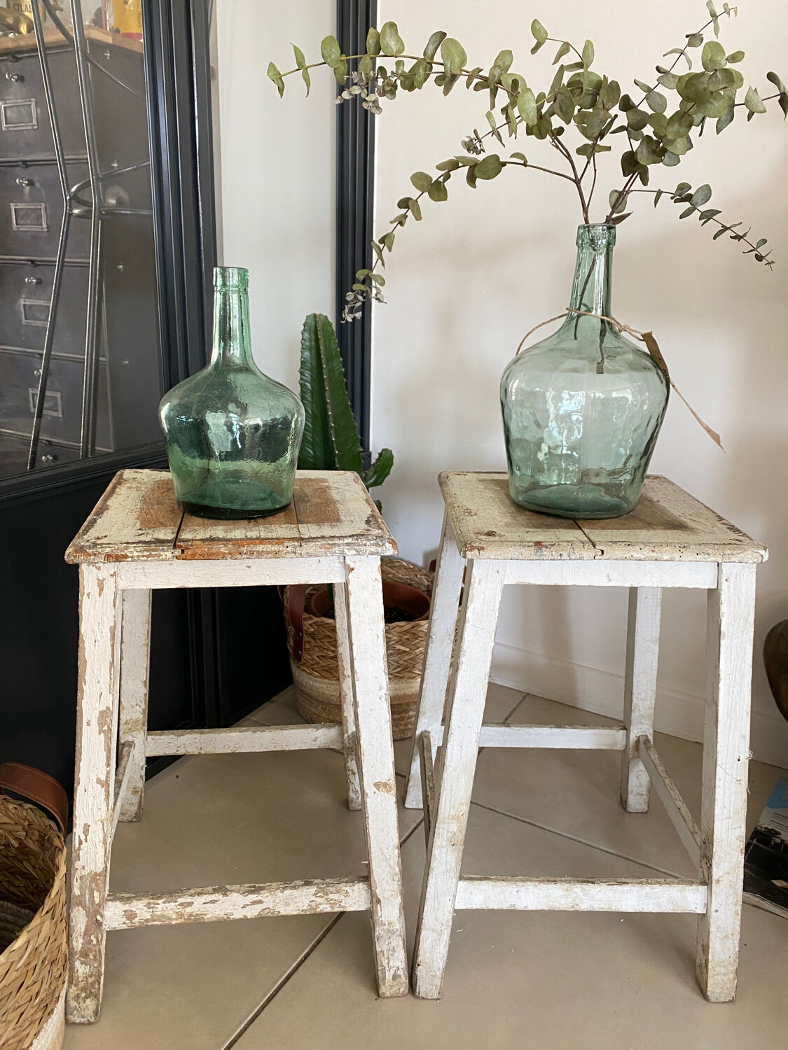 Old wooden painter's stools