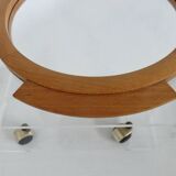 Large round mirror tray, Scandinavian, in blond wood, 60 70