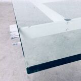 Danish Poul Kjaerholm Style Metal, Acrylic Glass & Glass Coffee Table, 1960s