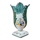 Small earthenware vase signed Figas – hand-painted floral decoration