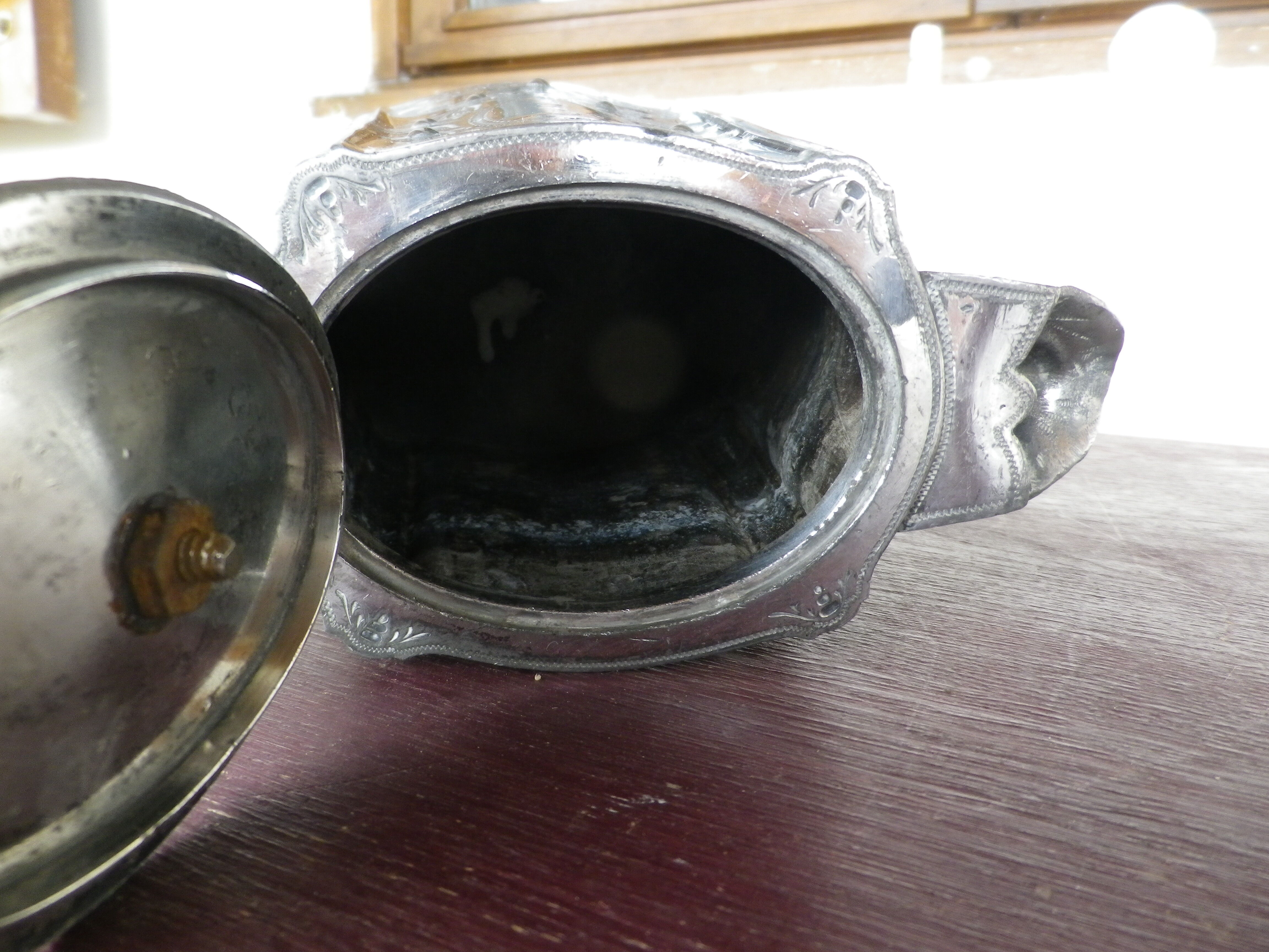 Silver metal coffee pourer