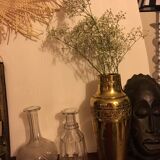 Yellow copper vase signed gbn art deco