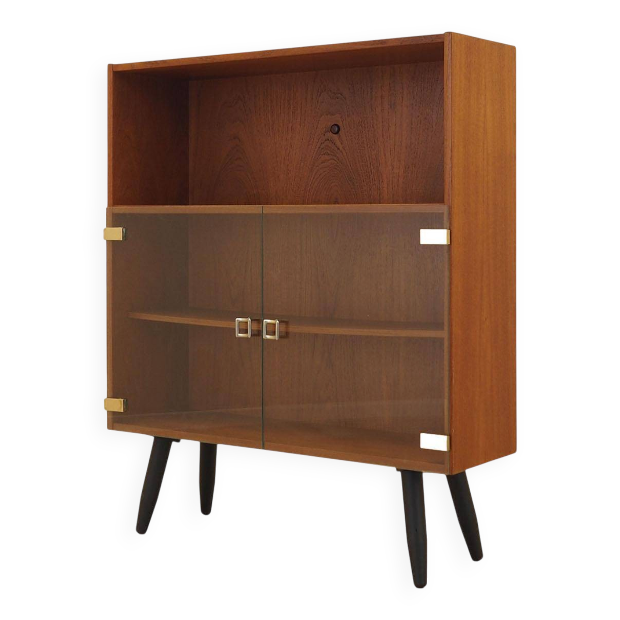 Teak display cabinet with glass doors, Denmark, 1970s