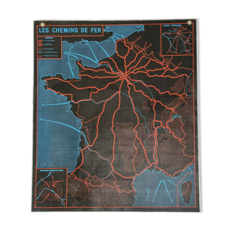 Pedagogical map MDI, 1964, reversible, "The railways"